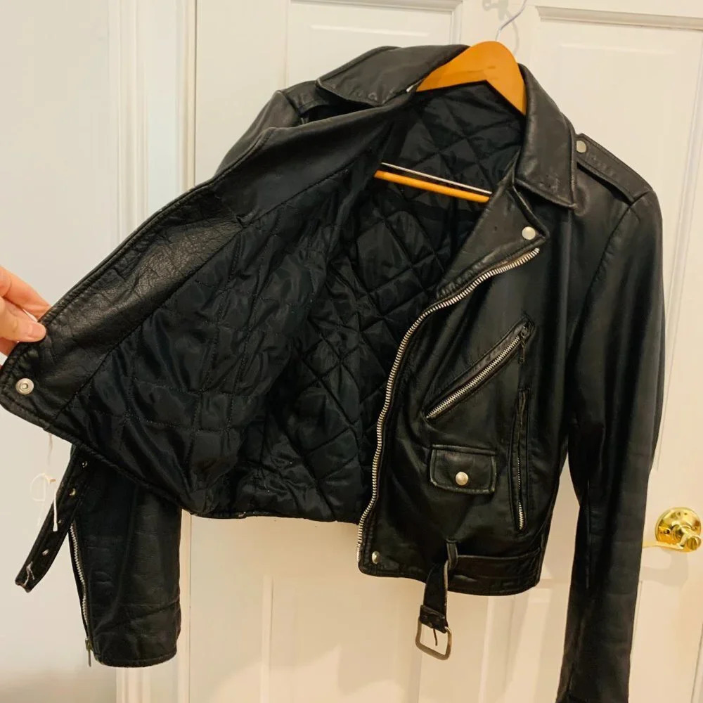 Vintage 90s Leather Biker Jacket Size Medium - Picture 3 of 15